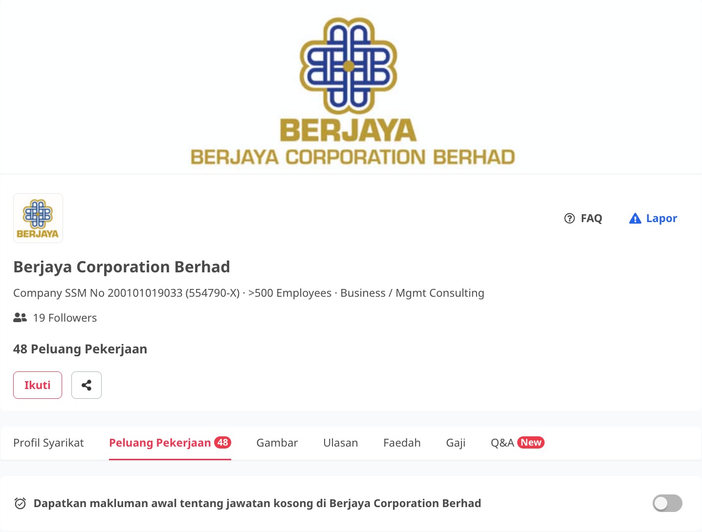 Kerja Kosong Berjaya Corporation Berhad